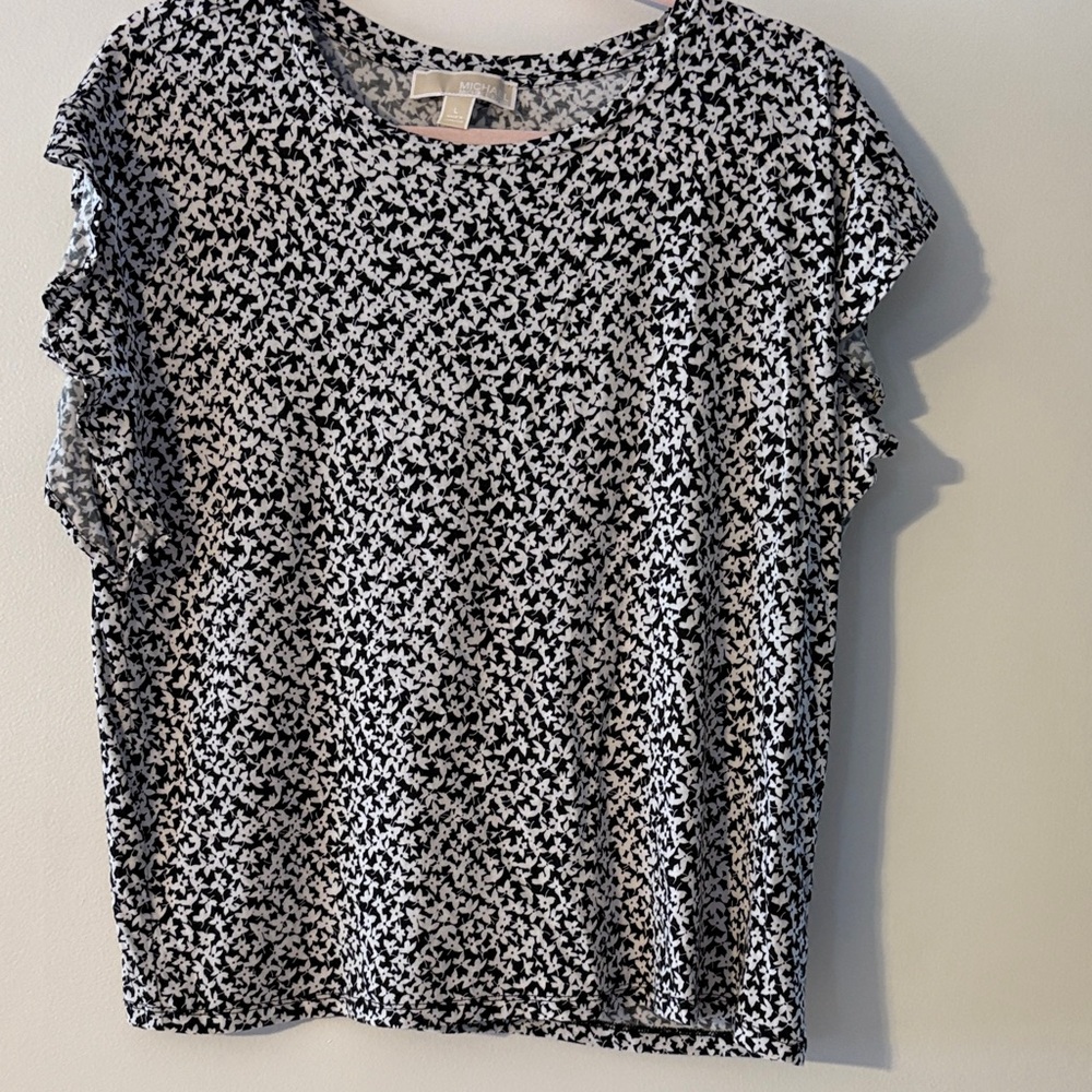 Michael Kors Black and White Patterned Blouse